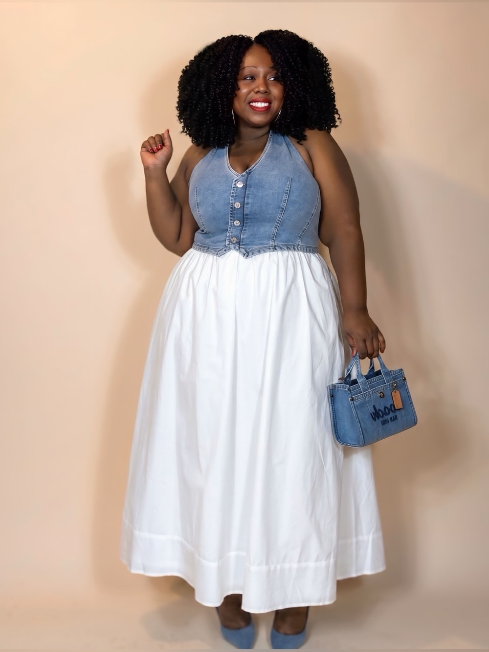 The Romantic Denim Midi Dress